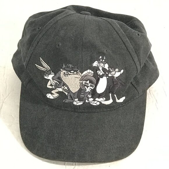 Six FlagsTheme Park Vintage Looney Tunes Snapback Black White Cap Hat - Picture 5 of 11